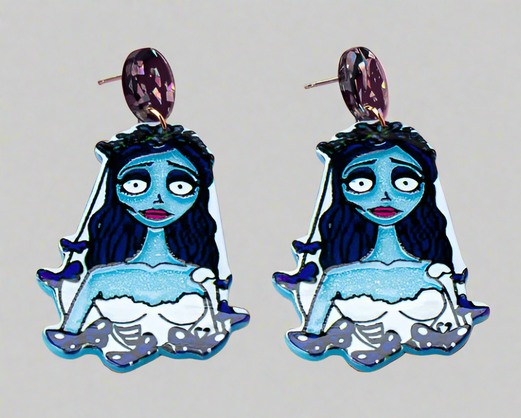 Zombie Halloween Bride Earrings