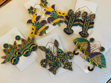 Beaded Mardi Gras Statement Earrings