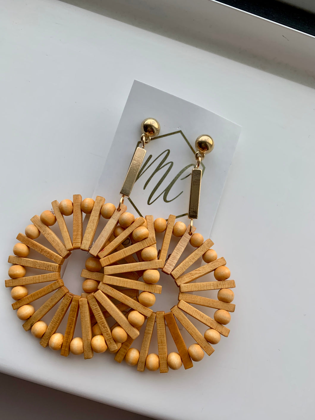 Large Wooden Circle Drop Earrings