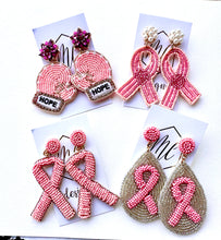 Breast Cancer Beaded Earrings
