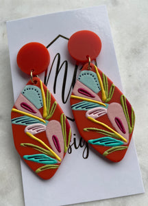 Red Painted Acrylic Earrings