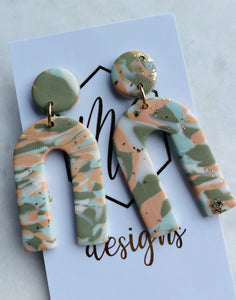 Multi Color U Shape Clay Earrings