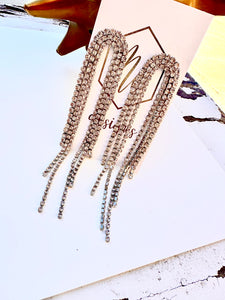 Arch Rhinestone Jeweled Earrings