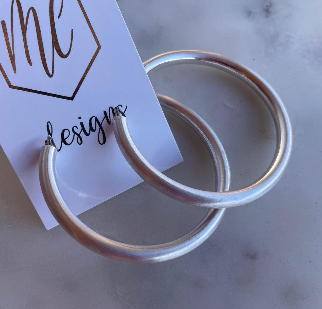 Rounded Thick Satin Hoops Clasp Back 60 mm