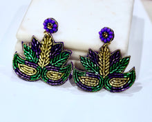 Beaded Mardi Gras Statement Earrings