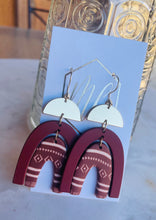 Maroon Double Horseshoe Earrings