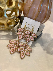 Two Tier Leaf Beaded Earrings