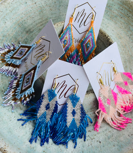 Beaded Boho Fringe Loom Earrings