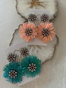 Double Rhinestone Flower Earrings