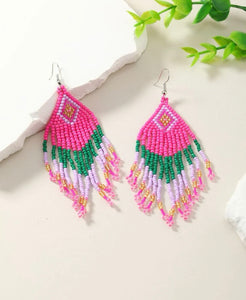 Diamond Fringe Beaded Earrings