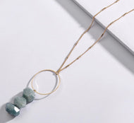 Dainty circle with triple stone drop necklace