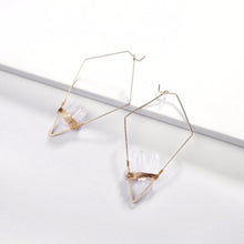 Gold Rhombus Natural Quartz Stone Earrings