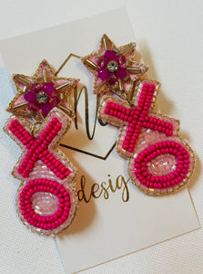 XO Love Beaded Valentine Earrings