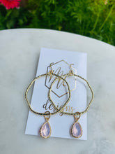 Gold circle earrings with colorful teardrops