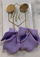 Gold Circle with Flower Petal Drop Earrings