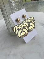 Gold Bulldog Face Earrings
