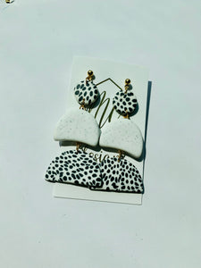 Triple Layer Clay Black & White Earrings