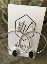 Silver druzy circle earrings