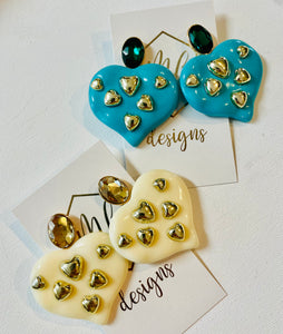 Acrylic Jeweled Heart with Gold Hearts