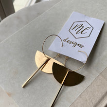 Gold Dangle Semicircle Bar Earrings