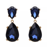 Navy Rhinestone Teardrop Earrings Elegant