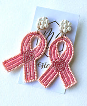 Breast Cancer Beaded Earrings
