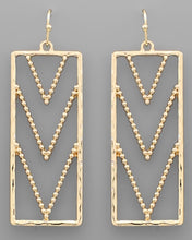 Rectangle Chevron Earrings gold and silver