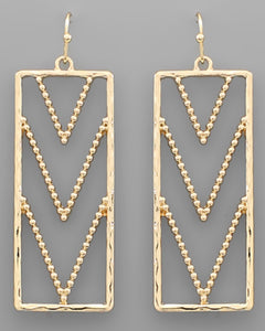 Rectangle Chevron Earrings gold and silver