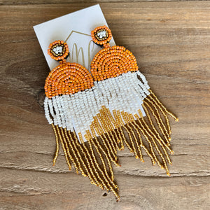 Halloween Fall Fringe Seed Bead Earrings