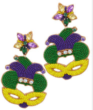 Beaded Mardi Gras Statement Earrings