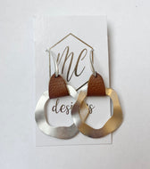 Brown and Silver Drop Circle Earrings