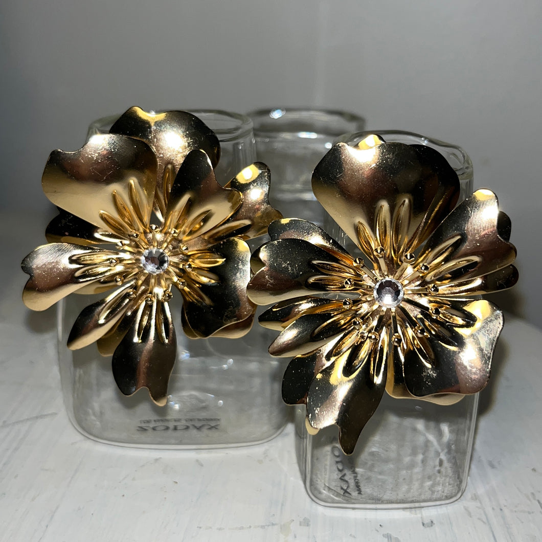 Large Gold Flower Earrings