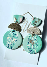 Aqua and Gold Clay Earrings