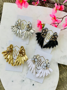 Sequin Rhinestone Wing Earrings