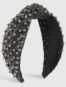 Leather Wide Knot Pearl Headbands