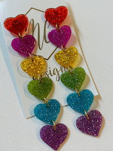 Acrylic Heart Long Dangle Earrings