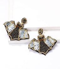 Sequin Beaded Bat Halloween Earrings
