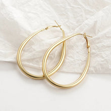 Large Elongated Hoop Matte Gold Earrings