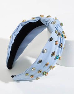 Jeweled Headband with Knot Multi Color Jewels