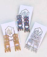 Bride Glitter Acrylic Word Earrings