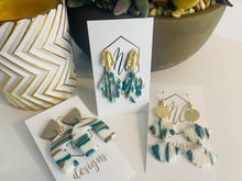 Assorted Aqua/white/brown clay earrings