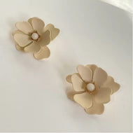 Beige Flower Stud Earrings