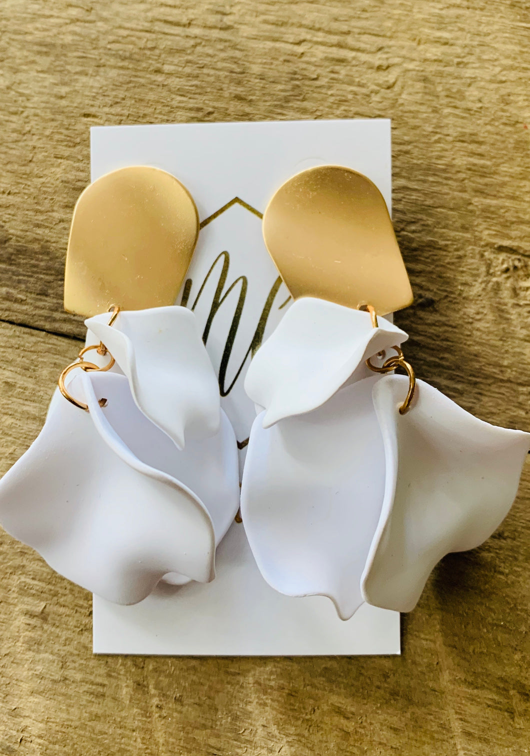 Gold Dangle Flower Petal Earring