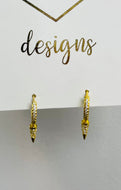 Small Spike Rhinestone Huggie Hoop Earrings