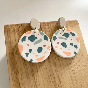 Round colorful clay polymer earrings