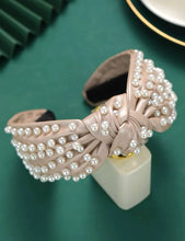 Leather Wide Knot Pearl Headbands