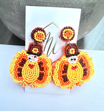 Beaded Turkey Thanksgiving Earrings