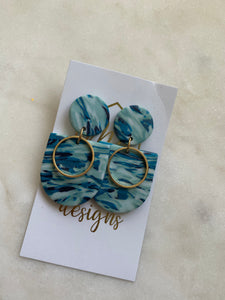 Blue Marbled Clay Earrings