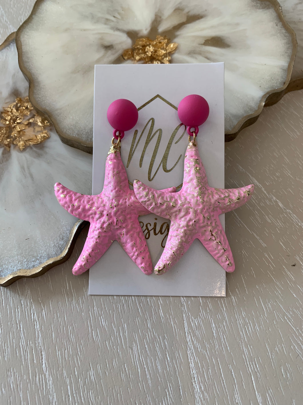 Pink Starfish Earrings