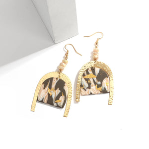 Gold and Tan Multi colored Clay Earrings